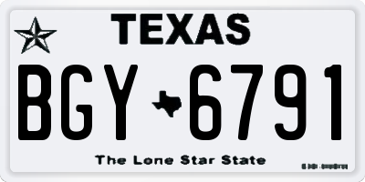 TX license plate BGY6791