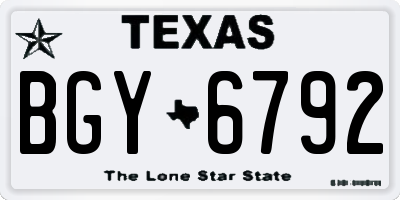TX license plate BGY6792