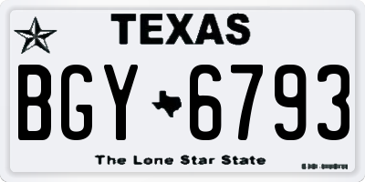 TX license plate BGY6793