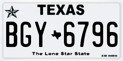 TX license plate BGY6796
