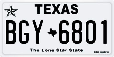 TX license plate BGY6801