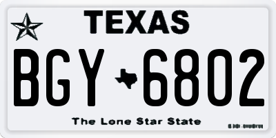 TX license plate BGY6802