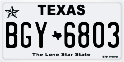 TX license plate BGY6803