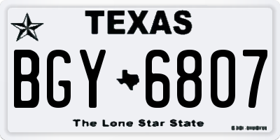 TX license plate BGY6807