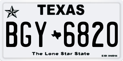 TX license plate BGY6820