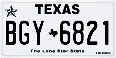 TX license plate BGY6821