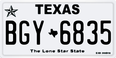 TX license plate BGY6835