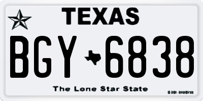 TX license plate BGY6838