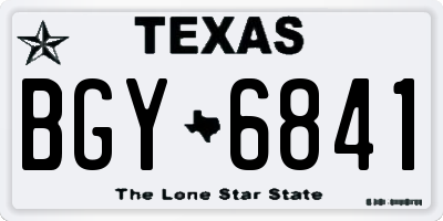 TX license plate BGY6841