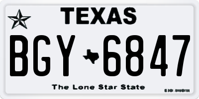 TX license plate BGY6847