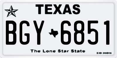 TX license plate BGY6851