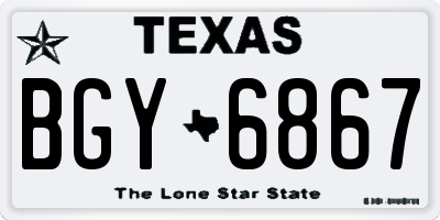 TX license plate BGY6867