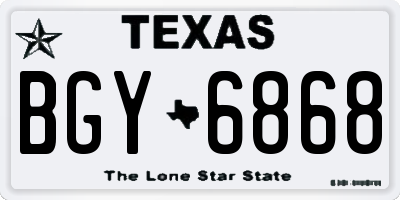 TX license plate BGY6868