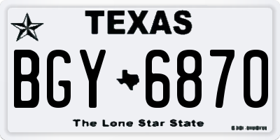 TX license plate BGY6870
