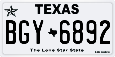 TX license plate BGY6892