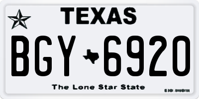 TX license plate BGY6920