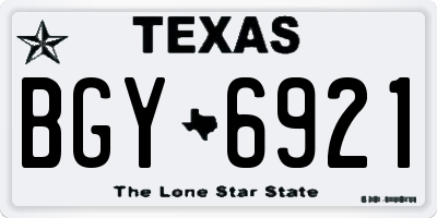 TX license plate BGY6921