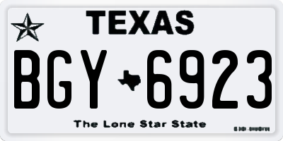 TX license plate BGY6923