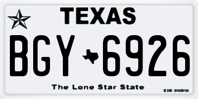 TX license plate BGY6926