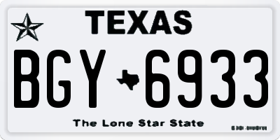 TX license plate BGY6933