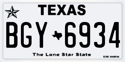 TX license plate BGY6934