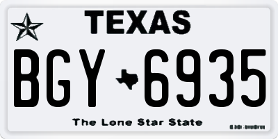 TX license plate BGY6935