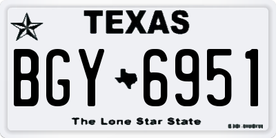 TX license plate BGY6951