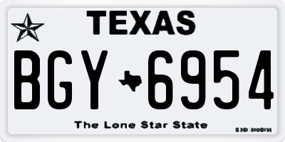 TX license plate BGY6954