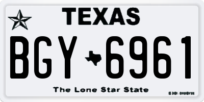 TX license plate BGY6961