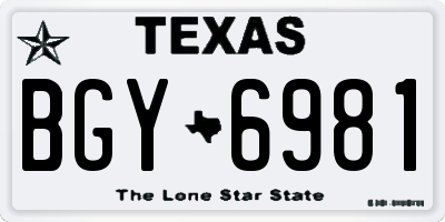 TX license plate BGY6981