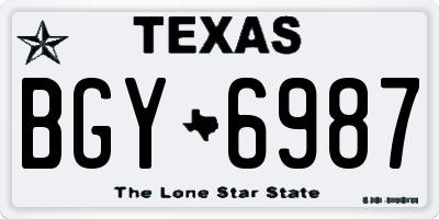 TX license plate BGY6987