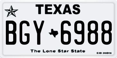 TX license plate BGY6988