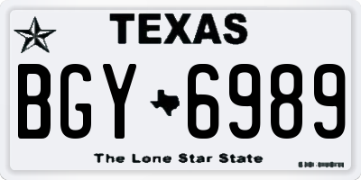 TX license plate BGY6989