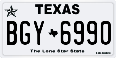 TX license plate BGY6990