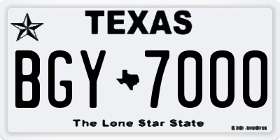 TX license plate BGY7000