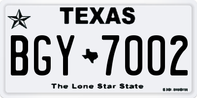 TX license plate BGY7002