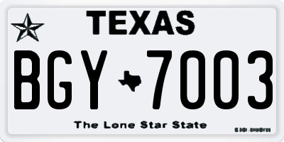 TX license plate BGY7003