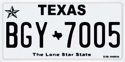 TX license plate BGY7005