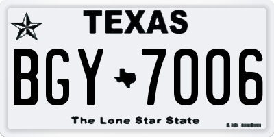 TX license plate BGY7006