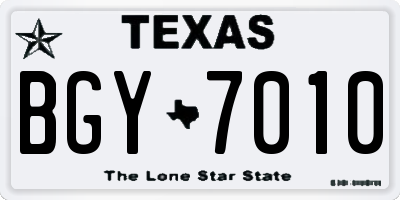 TX license plate BGY7010