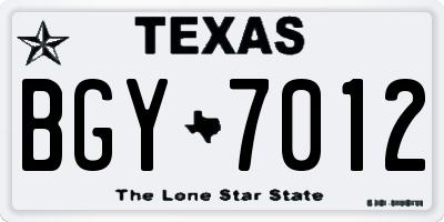 TX license plate BGY7012