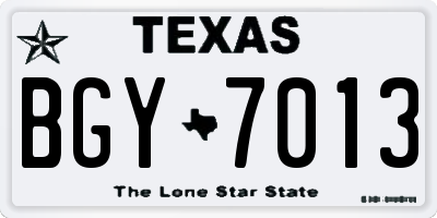 TX license plate BGY7013