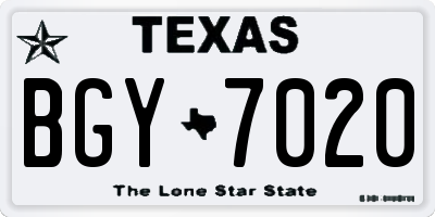 TX license plate BGY7020