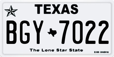 TX license plate BGY7022