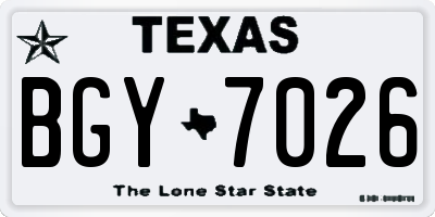 TX license plate BGY7026