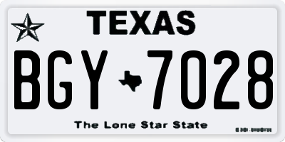 TX license plate BGY7028