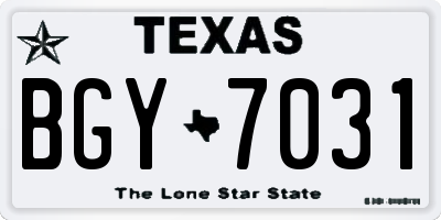 TX license plate BGY7031