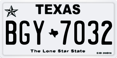 TX license plate BGY7032