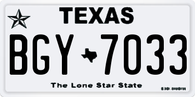 TX license plate BGY7033