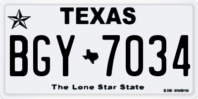 TX license plate BGY7034